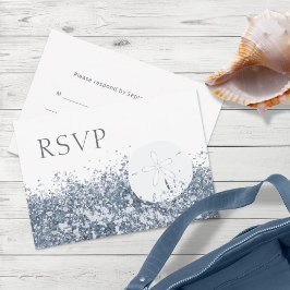 Beach Destination Blue Whimsical RSVP Card