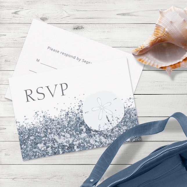 Beach Destination Blue Whimsical RSVP Card Karte (Von Creator hochgeladen)