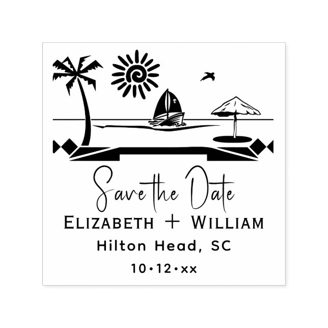 Beach Destination Couple Wedding Save the Date Permastempel (Design)