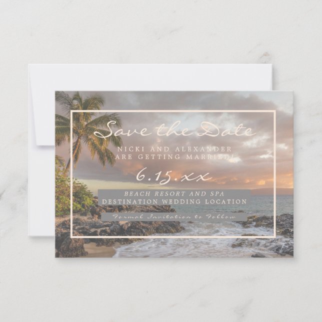 Beach Destination Rette unser Datum Hochzeit kein  Save The Date (Vorderseite)