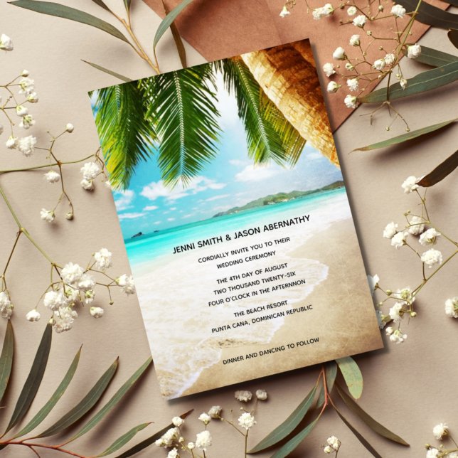 Beach Destination Tropical Wedding Einladung (Von Creator hochgeladen)