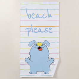 Beach Dog Blue "Beach bitte" Strandtuch