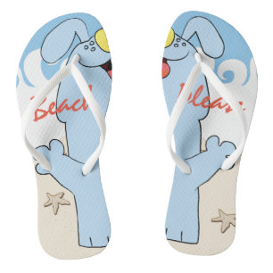 Beach Dog Blue Waves "Beach bitte" Flip Flops