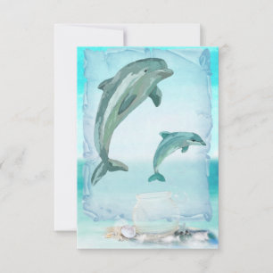 Beach Dolphins Wasserfarbenwelt Mitteilungskarte