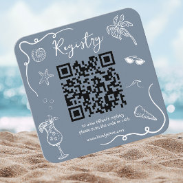 Beach Doodle Bridal Shower QR Code  Registry Begleitkarte