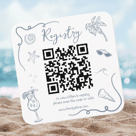 Beach Doodle QR Code Bridal Shower Registry Begleitkarte