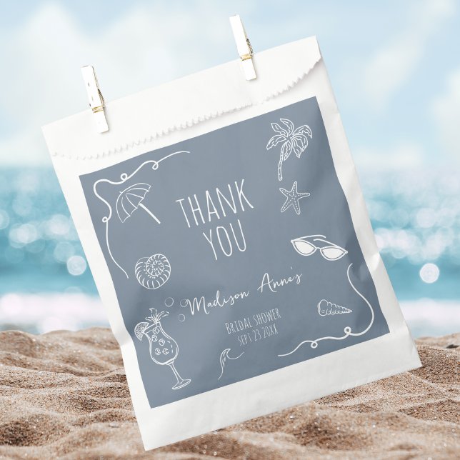 Beach Doodle Thank You Bridal Shower Geschenktütchen (Von Creator hochgeladen)