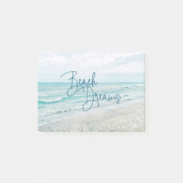 Beach Dreams Inspiration Zitat Retro Ozeanwellen Post-it Klebezettel (Vorderseite)