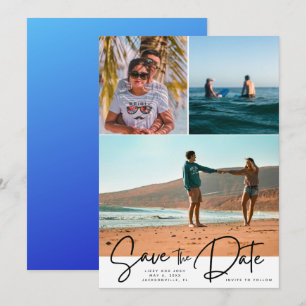 Beach Drei Foto Hochzeit retten das Datum Save The Date