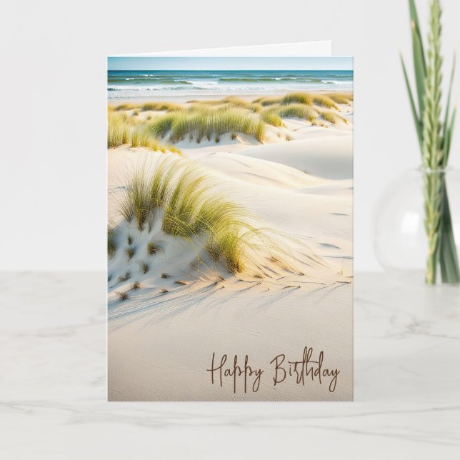 Beach Dune Grass Happy Birthday Karte (Vorderseite)