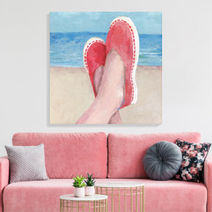 Beach Easy Acrylmalerei auf Espadrilles/Schuhe Leinwanddruck