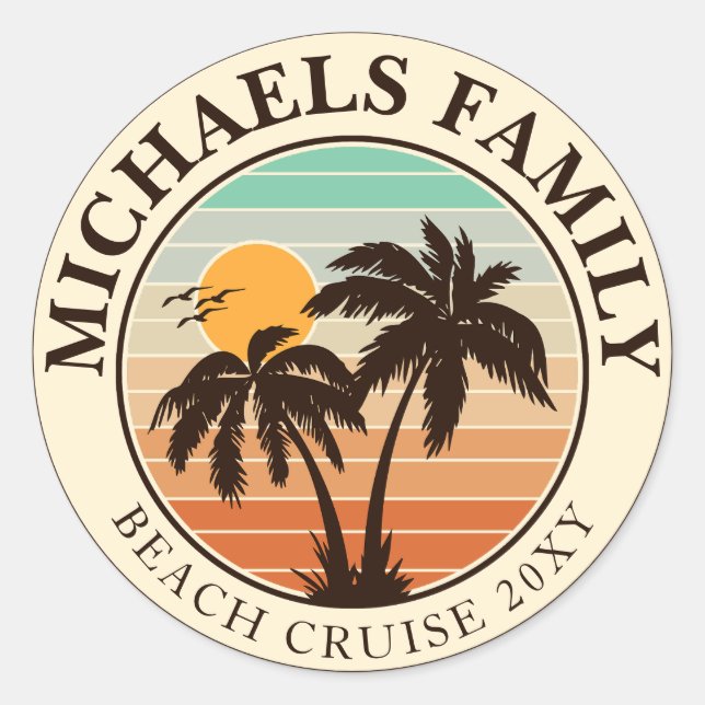 Beach Family Wiedersehen Custom Cruise Sommerurlau Runder Aufkleber (Vorderseite)