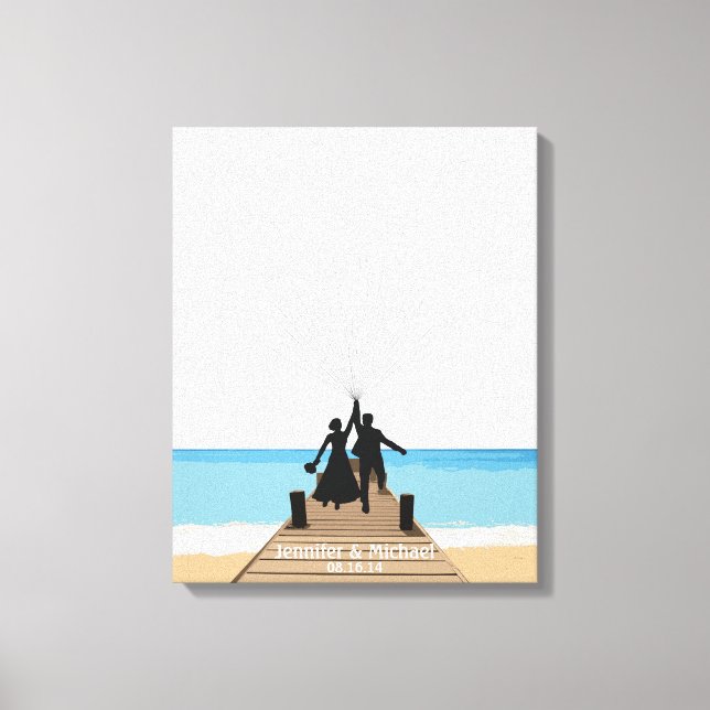 Beach Fingerprint Balloon Guestbook Leinwanddruck (Vorderseite)