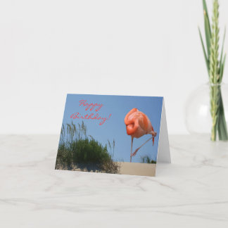 Beach Flamingo Happy Birthday Card Karte