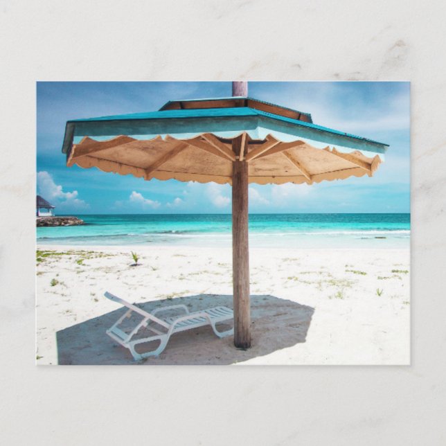 Beach Fleisch und Umbrella Silver Sands Postkarte (Vorderseite)