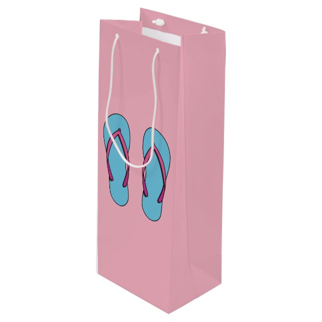 Beach Flip Flops Geschenktüte Für Weinflaschen (Vorderseite Schrägansicht)