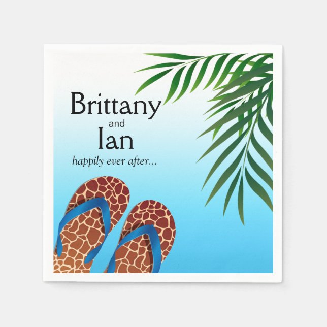 Beach Flip Flops Hochzeitcocktail-Party Serviette (Vorderseite)