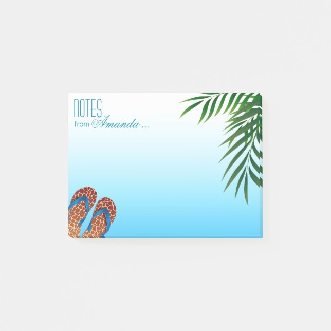 Beach Flip Flops Personalisiert Post-it Klebezettel (Vorderseite)
