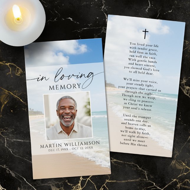 Beach Forever Hearts Photo Poem Cross Prayer Card (Créateur téléchargé)