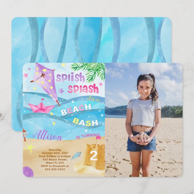 Beach Foto Einladungen (Vorne/Hinten)