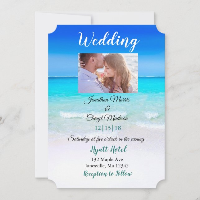 Beach Foto Hochzeiten Einladungen (Vorderseite)