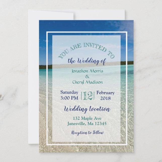 Beach Foto Ozean Einladungen für Hochzeiten (Vorderseite)