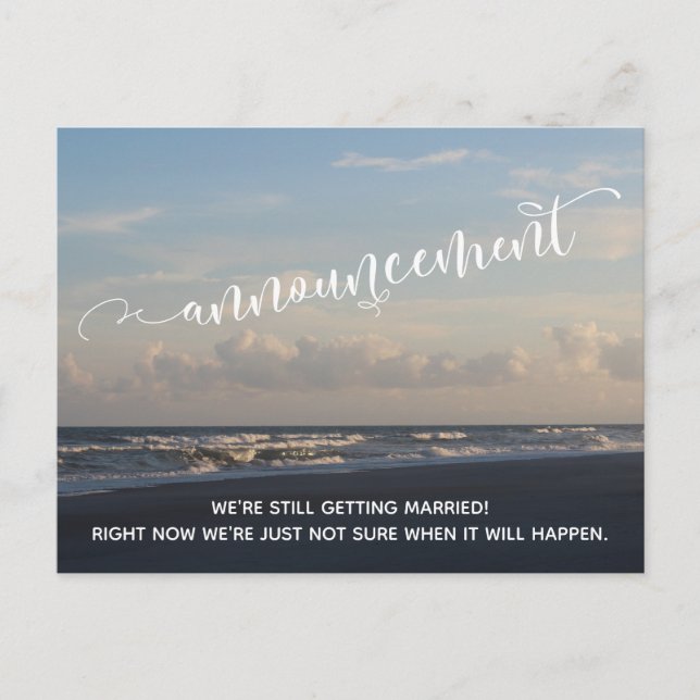 Beach Foto Verspätete Hochzeitsankündigung Postkarte (Vorderseite)