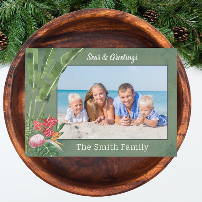 Beach Foto Weihnachten (Favorite Beach Vacation Holiday Photo Christmas Card)