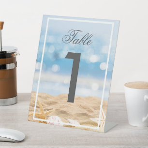 Beach Foto Zielort - Tischnummer Sockelschild