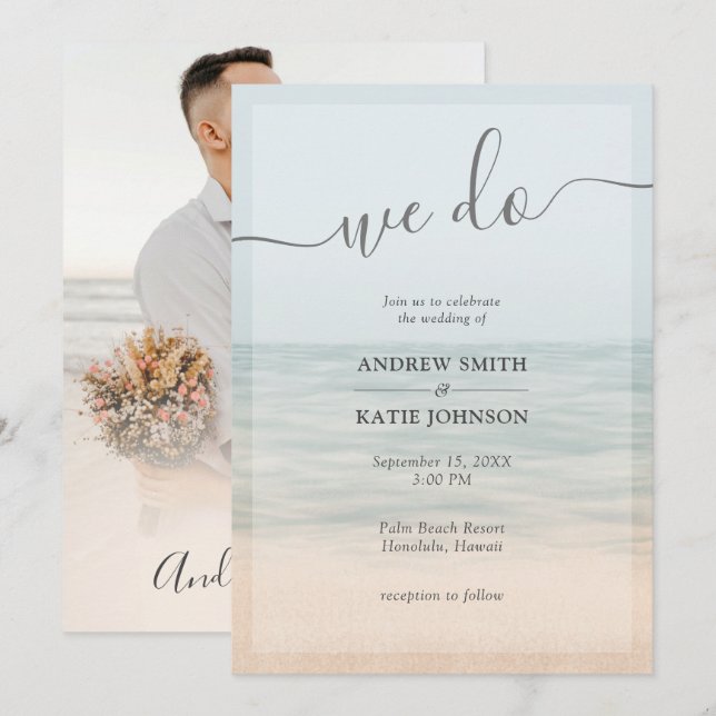 Beach Front Vintag Hawaiian Wedding Einladung (Vorne/Hinten)