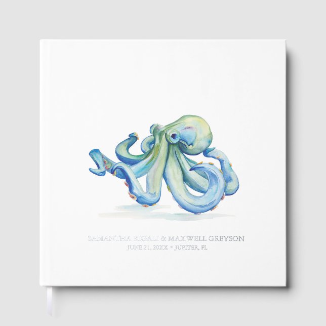Beach Gästebuch Wasserfarben Octopus (Vorderseite)
