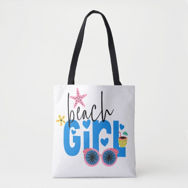 Beach Girl Fun Typografie Urlaub Tasche (Vorderseite)