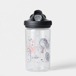 Beach Girl mit Flamingo Wasserflasche Trinkflasche