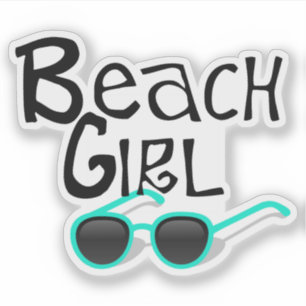 Beach Girl mit Sonnenbrille Aufkleber