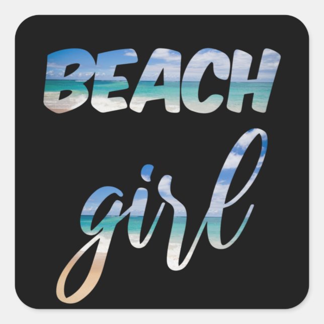 Beach Girl Quadratischer Aufkleber (Vorderseite)