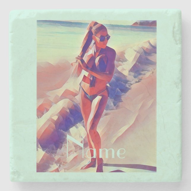 Beach Girl Thunder_Cove Steinuntersetzer (Vorderseite)