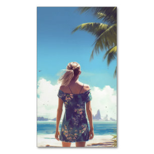Beach Girls Sommer Beach Hintergrund Magnetische Visitenkarte