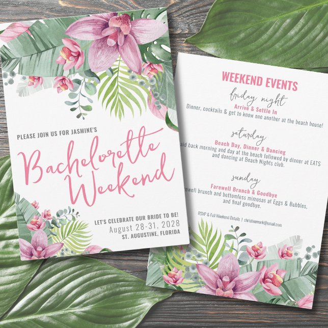 Beach Girls Weekend Junggeselinnen-Abschied Einladung (Tropical Beach Girls Weekend Bachelorette Party Invitation)
