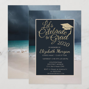 Beach Glitzer Graduation Cap Abschluss Einladung