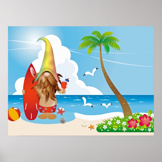 Beach Gnome Art Poster (Vorne)