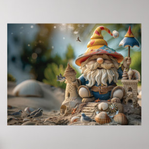 Beach Gnome auf einem Strandtrommel Poster
