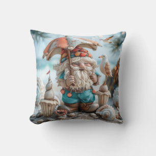 Beach-Gnome mit Regenschirm Kissen
