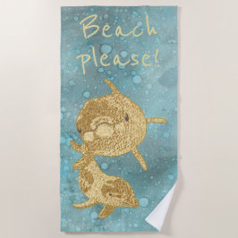 Beach Gold Delfine "Beach Bitte" Strandtuch