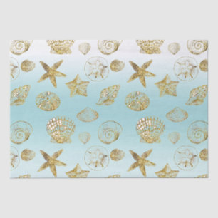 Beach Gold Muscheln Aqua Blue Ombre Seidenpapier