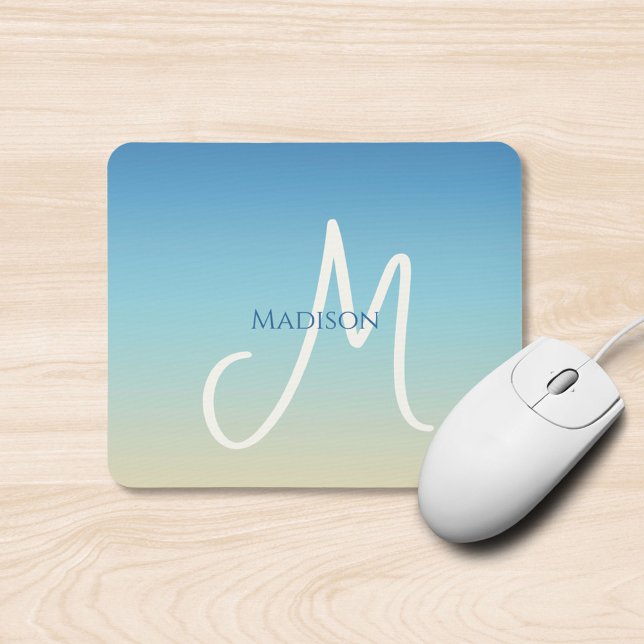 Beach Gradient Monogram  Mousepad (Von Creator hochgeladen)