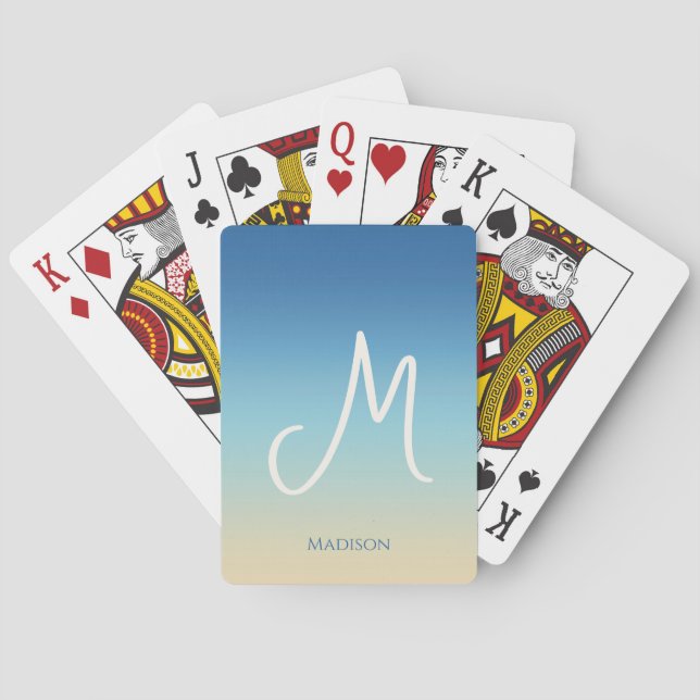 Beach Gradient Monogram  Spielkarten (Rückseite)