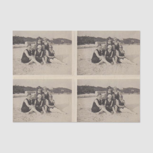 Beach Group 1920 Vintages Foto Seidenpapier (Vorderseite)