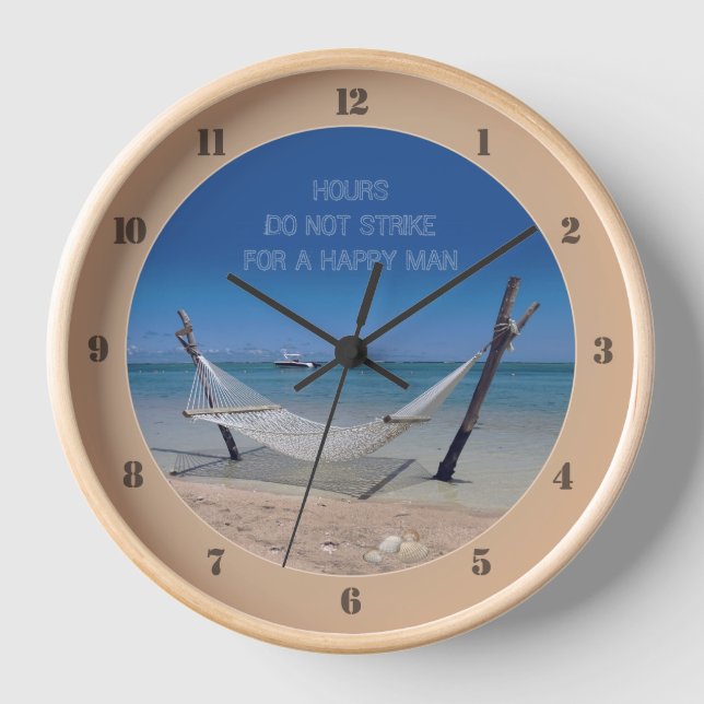 Beach-Hammock (mit/aus anpassbarem Text) Uhr (Vorderseite)