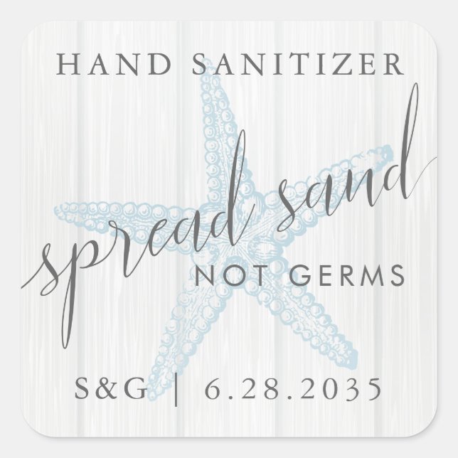 Beach Hand Sanitäter bevorzugen Sand nicht Keime Quadratischer Aufkleber (Vorderseite)