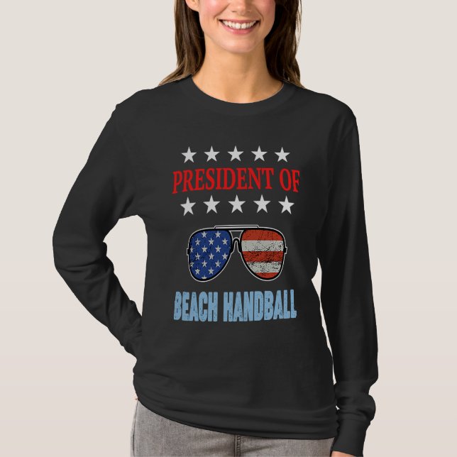 Beach Handball Accessories  USA Flag Beach Saying T-Shirt (Vorderseite)
